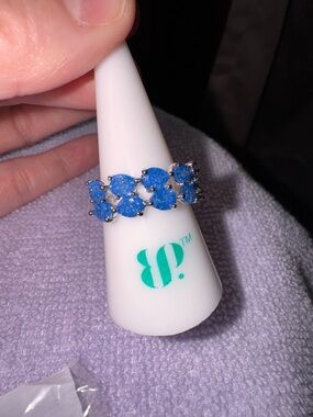 bp Blue Cluster Crystal Band Ring